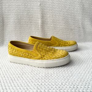 M. Gemi Yellow Leather Handwoven Cerchio Slip On Sneaker White Soles 38.5 Italy